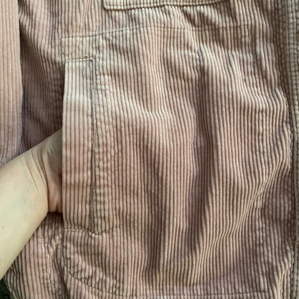 Madewell Pink Ribbed Soft Corduroy Yorkway Oversized Shirt-Jacket Shacket Sz S - Picture 3 of 12